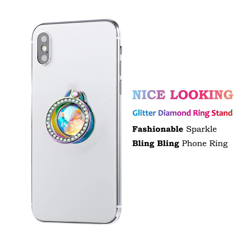  [AUSTRALIA] - lenoup Iridescent Glitter Bling Bling Phone Ring Holder,Rainbow Sparkle Phone Ring Artificial Diamond Stand,Teal Rhinestone Cell Phone Finger Ring