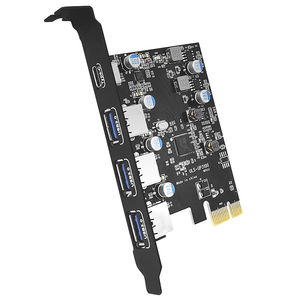  [AUSTRALIA] - PCI-E to USB3.0 Super Fast Expansion Card 4 Ports(1xUSB-C-3xUSB-A), PCI Express USB Add in Card, Internal Converter PCI Express Expansion Card for Desktop PC Card, Support WindowsXP/7/8/10 and MAC OS UP 3100