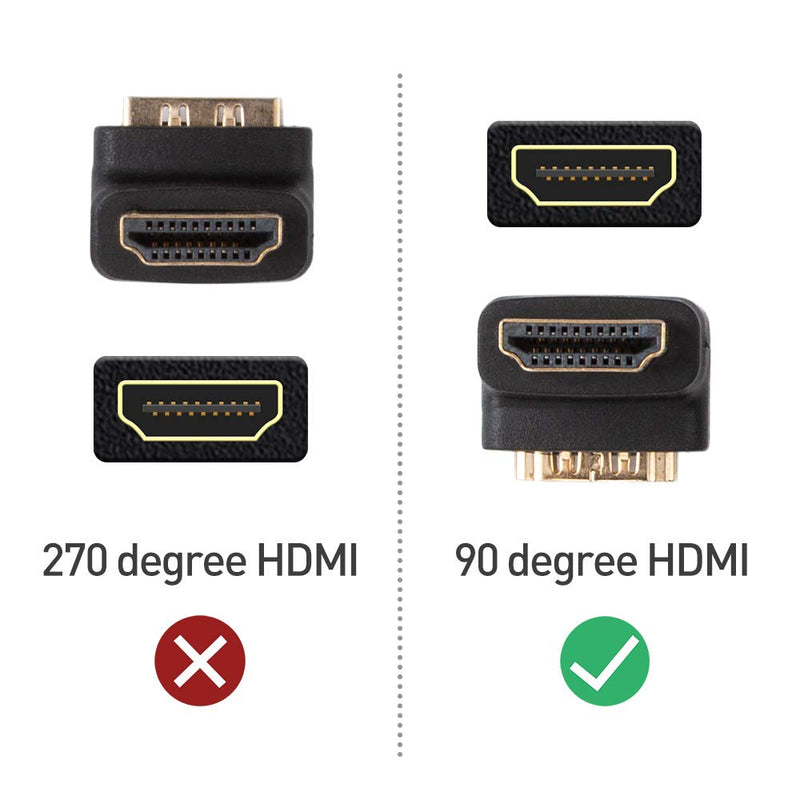  [AUSTRALIA] - Cable Matters 2-Pack Right Angle HDMI Adapter (90 Degree HDMI Right Angle) with 4K and HDR Support