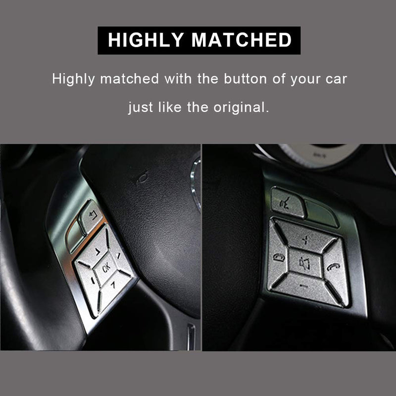  [AUSTRALIA] - Inner Car Steering Wheel Button Trim Cover Aluminum Alloy Decoration Stickers Replacement For Mercedes Benz ML GL GLK GLA CLA CLS SL A B C E G Class Interior Accessories (12pcs)