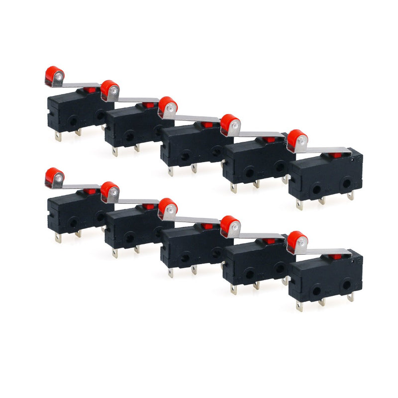 URBEST AC 250V 5A SPDT 1NO 1NC Momentary Hinge Roller Lever Micro Switches 3 Pins 10 Pcs - LeoForward Australia