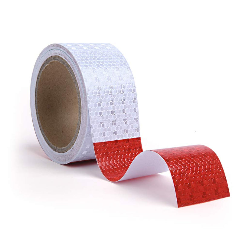  [AUSTRALIA] - 30ft X 2" Reflective Safety Tape Honeycomb Red/White for Trailers 2 Inch - Reflector Conspicuity Caution Warning Sticker Stickers High Intensity Waterproof