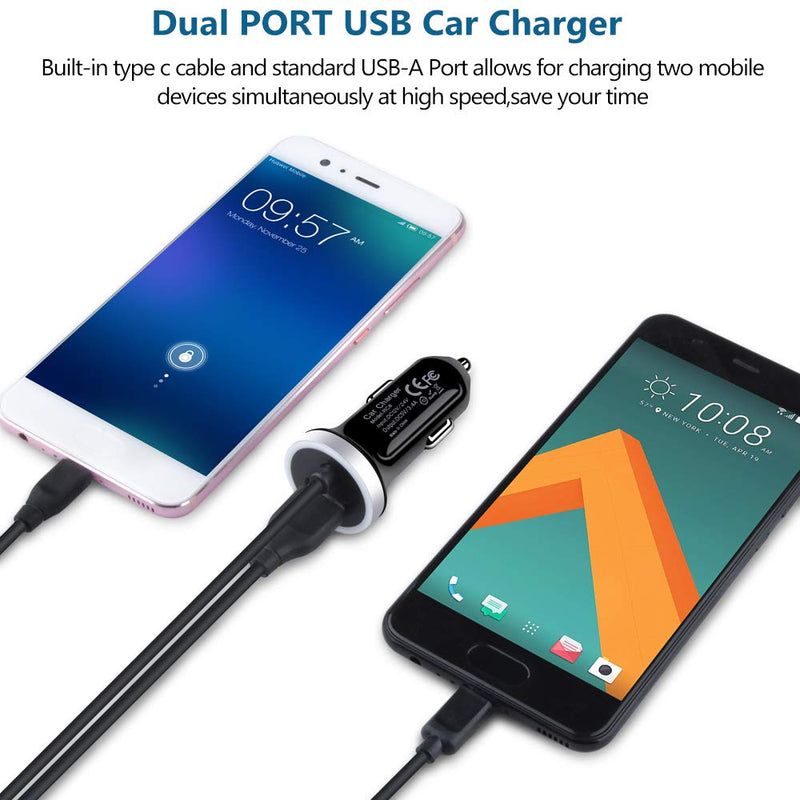  [AUSTRALIA] - USB C Car Charger, 3.4A Fast Charging Car Adapter+3ft Type C Cable for Samsung Galaxy S21 S20 S10 Note 20 10 A10E A20 A50 A51 A01 A71 A11, LG Stylo 6/5/4 G8 G7 V60 ThinQ Moto G8 G7 Google Pixel 4 3a