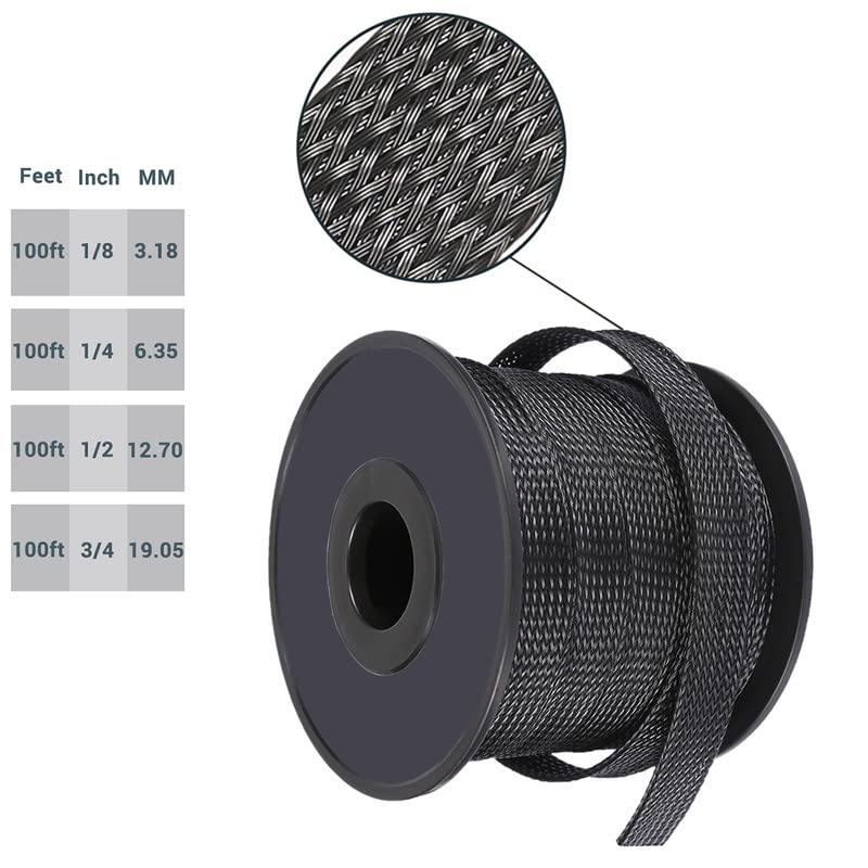  [AUSTRALIA] - PET Expandable Braided Sleeving Wire Loom 3/4 Inch Cable Wrap Cable Sleeve Wire Protector Sleeve Tubing 100Feet, Black 3/4''-100Feet Pure Black