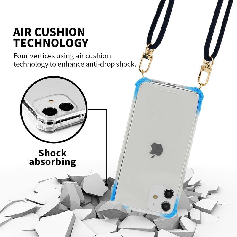  [AUSTRALIA] - SHARON6 Crossbody Phone Case Compatible with iPhone 11 Clear Transparent PC+TPU Hard Case Holder Adjustable Lanyard Strap Necklace TUK CASE (Black) Black