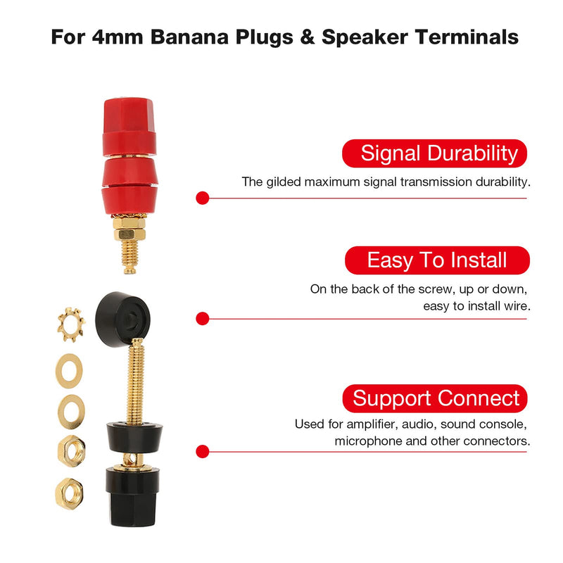  [AUSTRALIA] - 4 Pcs Banana Socket Test Probe Audio Speaker Terminal Binding Post Banana Plug Jack Socket Adapter Connector 4mm Panel Mount Banana Socket Black and Red