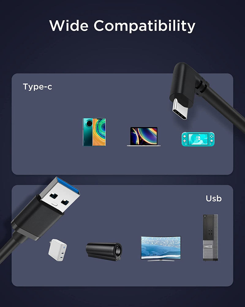  [AUSTRALIA] - KIWI design Link Cable USB A to Type-C, 10 Feet/3m USB C 3.0 Cable Compatible with Quest 2 (Black) Black