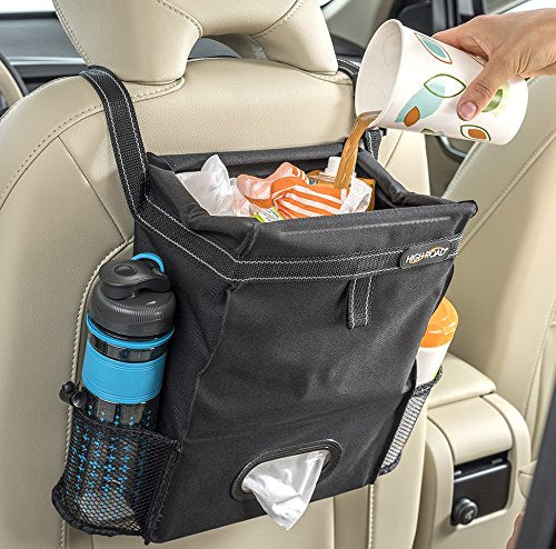  [AUSTRALIA] - High Road Puff'nStuff Car Trash Bag Organizer and Tissue Holder (Black) Black