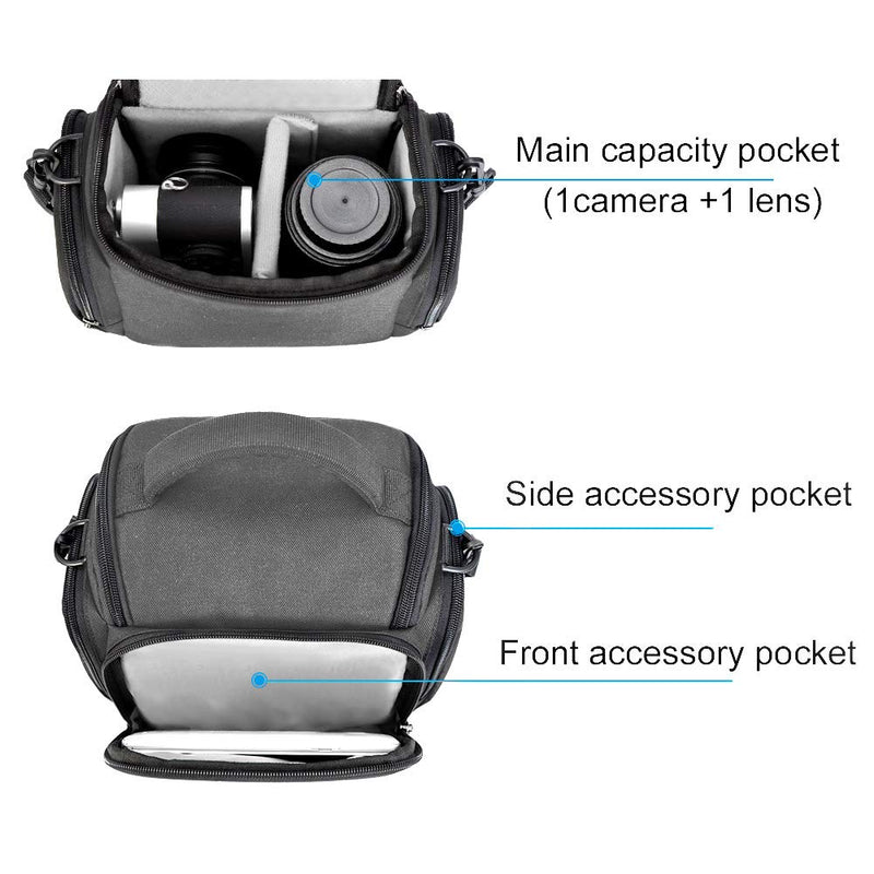  [AUSTRALIA] - CADeN Compact Camera Shoulder Crossbody Bag Case Compatible for Nikon, Canon, Sony SLR/DSLR Mirrorless Cameras and Lenses Waterproof Grey Small