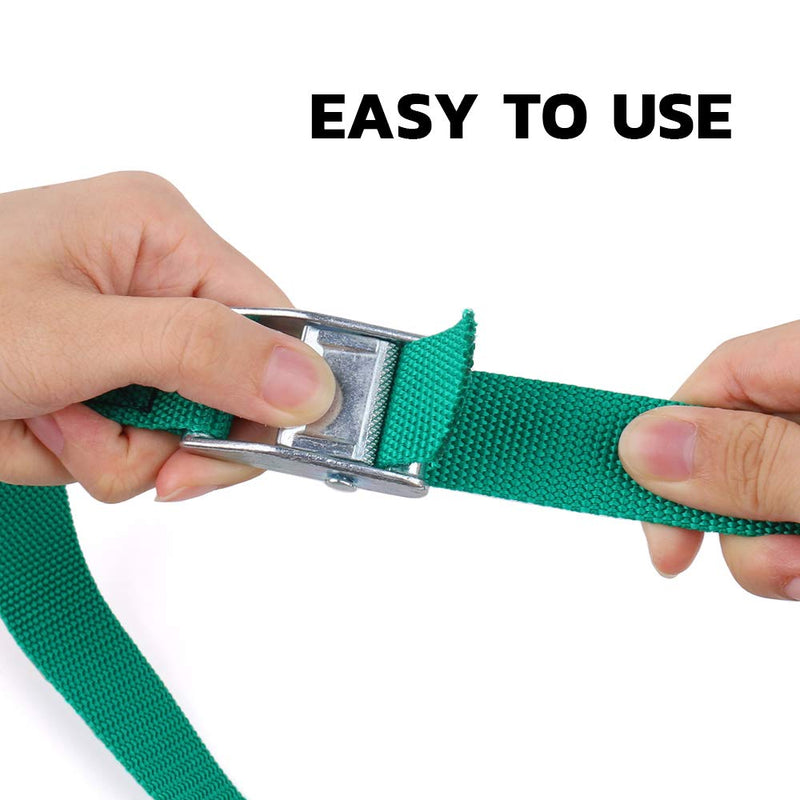  [AUSTRALIA] - RilexAwhile Lashing Straps 2 Ft x 1 Inch Tie Down Straps up to 600lbs, 6 Pack (1inch x 2ft, green) 1inch x 2ft