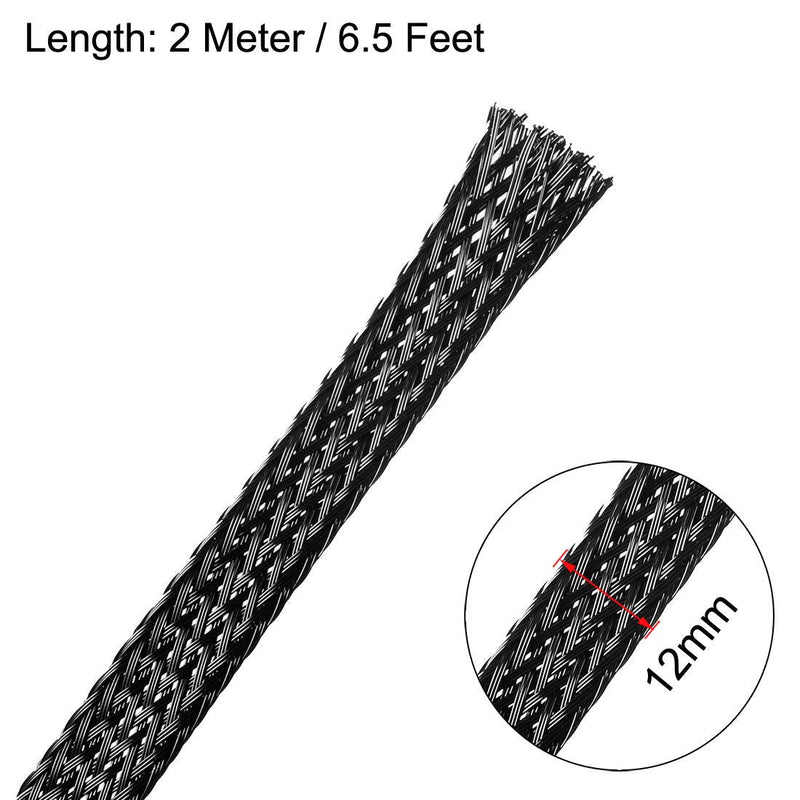  [AUSTRALIA] - uxcell PET Cord Protector, 6.5Ft-12mm Wire Loom Cable Sleeve for OD 12-14mm Line Black