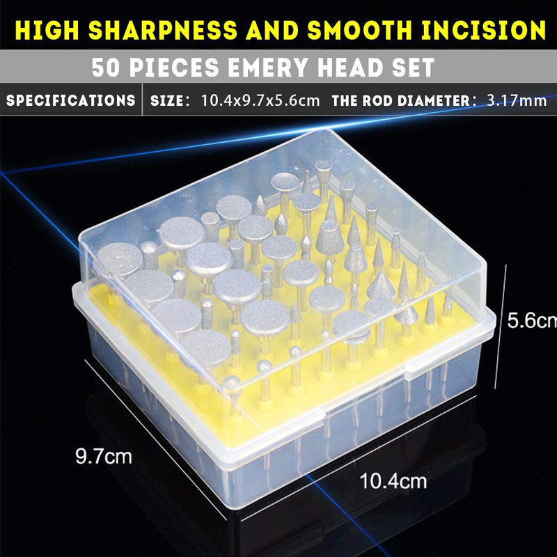  [AUSTRALIA] - Oudtinx 50pcs Diamond Coated Grinding Head Grinding Burrs Set for Dremel Rotary Tool