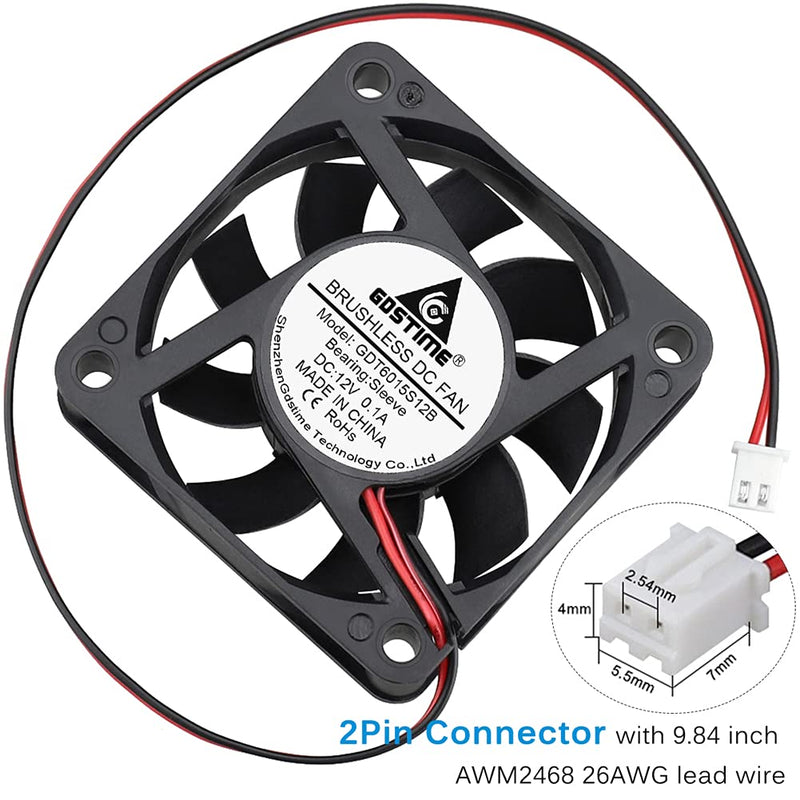  [AUSTRALIA] - GDSTIME 60mm x 60mm x 15mm 12v Brushless Dc Cooling Fan