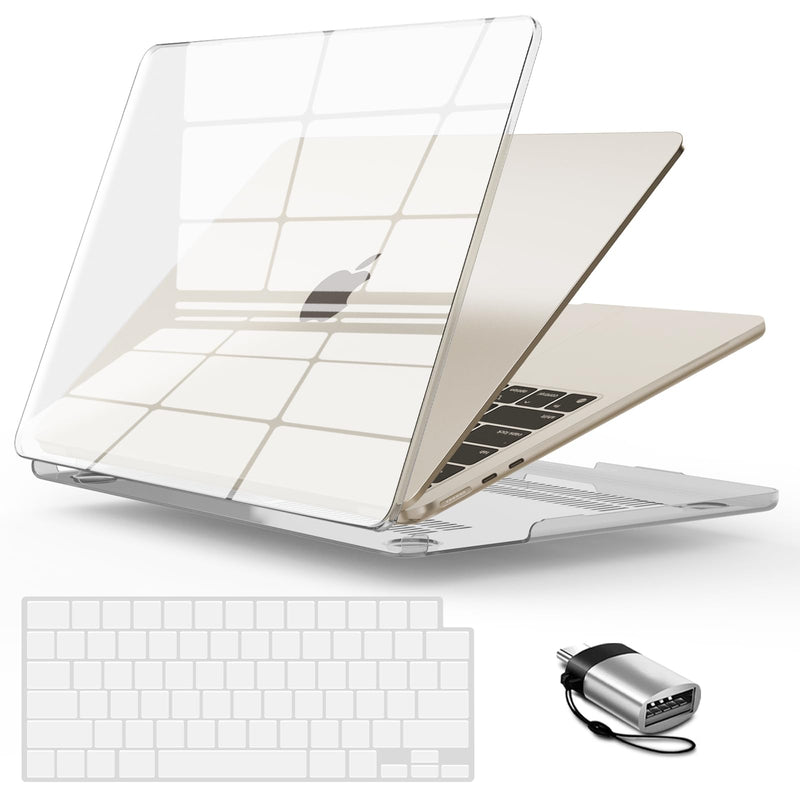  [AUSTRALIA] - IBENZER Compatible with New M2 2023 MacBook Air 15 inch case A2941, Hard Shell Case & Keyboard Cover & Type-C Adapter for M2 Mac Air 15.3" Retina Display & Touch ID, Crystal Clear, AT15-CYCL+1TC For M2 2023 Macbook Air 15” A2941