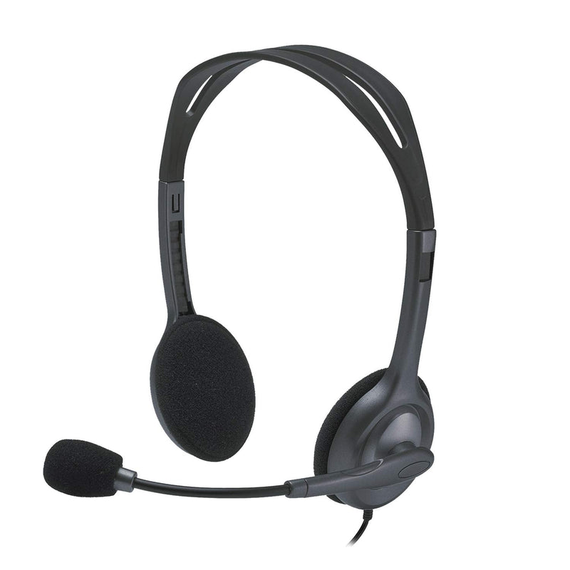  [AUSTRALIA] - Logitech H111 Wired Headset, Stereo Headphones with Noise-Cancelling Microphone, 3.5 mm Audio Jack, PC/Mac/Laptop/Smartphone/Tablet - Black Foam Cushion