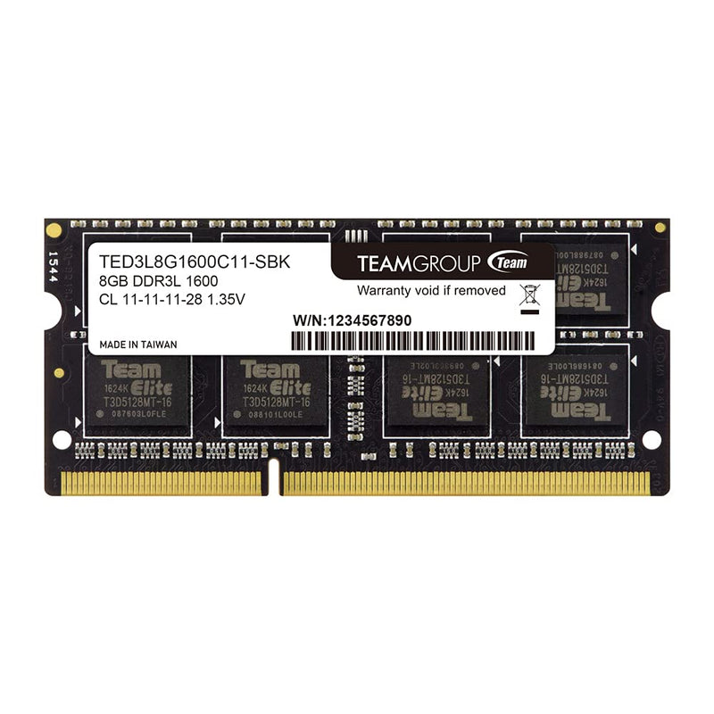  [AUSTRALIA] - TEAMGROUP Elite DDR3L 8GB Single 1600MHz PC3-12800 CL11 Unbuffered Non-ECC 1.35V SODIMM 204-Pin Laptop Notebook PC Computer Memory Module Ram Upgrade - TED3L8G1600C11-S01