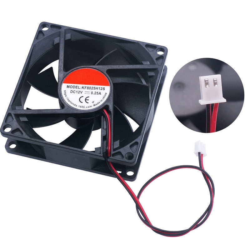  [AUSTRALIA] - TWTADE 2500RPM DC 12V 80mm x 80mm x 25mm 2 Pin Dual Ball Bearing Brushless Quiet Cooling Fan 8025 Fan for Computer case,3D Printer[chip]