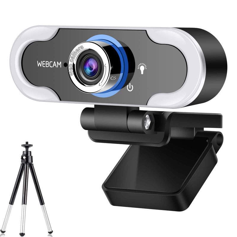  [AUSTRALIA] - 2021 Webcam 1080 HD Live Streaming Webcam with Light Stereo Microphone & Tripod Stand, Video Web Camera for Online Class/Zoom Meeting/Skype Calls/Facetime, PC/Mac/Laptop/Desktop