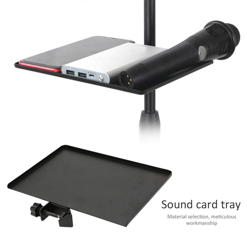  [AUSTRALIA] - Mic Rack Stand Phone Holder, Multifunctional Microphone Stand Tray, Alloy Clamp-On Chat Room for Live Broadcast