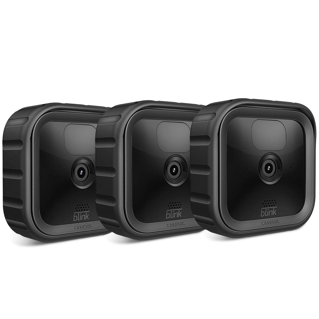  [AUSTRALIA] - CaseBot Silicone Skin for Blink Outdoor Camera - Premium Silicone Weather Protective and Camouflaged Case Cover for All-New Blink Home Security Camera (3 Pack,Black) Black