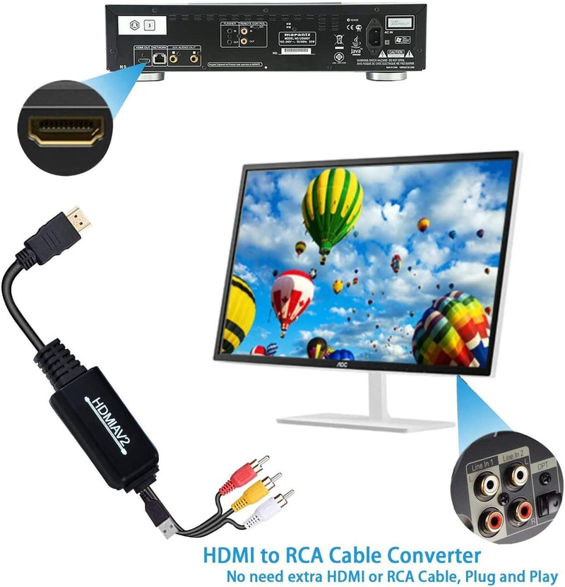  [AUSTRALIA] - DIGITNOW! HDMI to RCA Converter, HDMI to RCA Cable Adapter, 1080P HDMI to AV 3RCA CVBs Composite Video Audio Supports NTSC for PC, Laptop, HDTV, DVD, VHC VCR