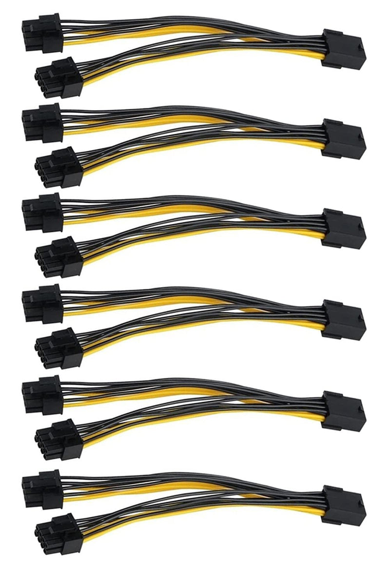  [AUSTRALIA] - (6 Pack) GPU VGA PCIe 8 Pin Female to Dual 8 Pin (6+2) Male PCI Express Adapter Splitter Power Cable 9 inch