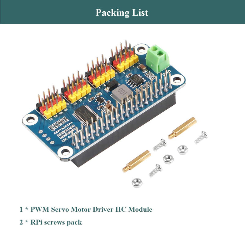  [AUSTRALIA] - MakerFocus PWM Servo Motor Driver IIC Module 16 Channel PWM Outputs 12 Bit Resolution I2C Compatible with Raspberry Pi 4 3B+ 3B Zero/Zero W/Zero WH and Jetson Nano