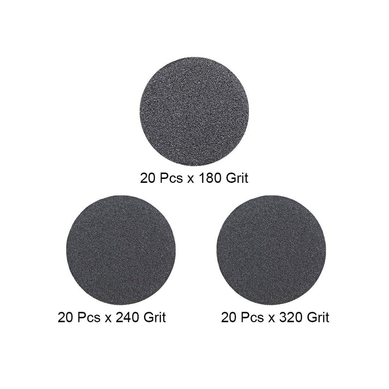  [AUSTRALIA] - uxcell 1-Inch Hook and Loop Sanding Disc Wet/Dry Silicon Carbide 180/240/320 Grit Assorted 60 Pcs