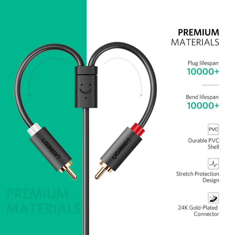 UGREEN 3.5mm Female to 2 RCA Male Stereo Audio Y Cable Adapter Gold Plated Compatible for Smartphones MP3 Tablets Home Theater 10FT - LeoForward Australia