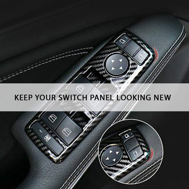  [AUSTRALIA] - CoolKo Inner Window Switch Panel Bright Carbon Fiber Pattern Cover Modified Decoration Compatible with Model X [ 4 Pieces - Black ]