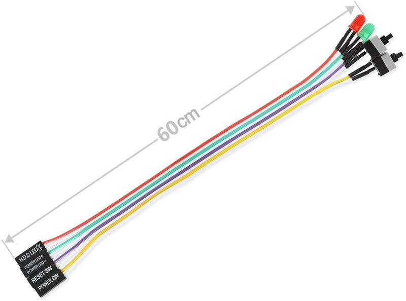  [AUSTRALIA] - CenryKay Computer Case LED Light Red Green ATX Power Supply Reset HDD Switch Cable ATX 24inch Case Front Bezel Wire Kit (5PCS) 60CM