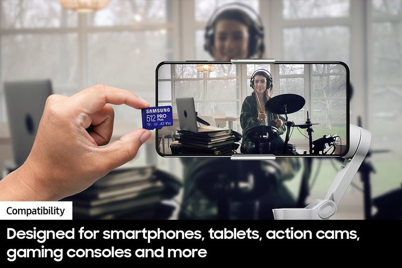  [AUSTRALIA] - SAMSUNG PRO Plus microSD Memory Card + Reader, 512GB MicroSDXC, Up to 180 MB/s, Full HD & 4K UHD, UHS-I, C10, U3, V30, A2 for Android Phones, Tablets, GoPRO, DJI Drone, MB-MD512SB/AM, 2023 New PRO Plus/Reader Read/Write 180/130MB/s
