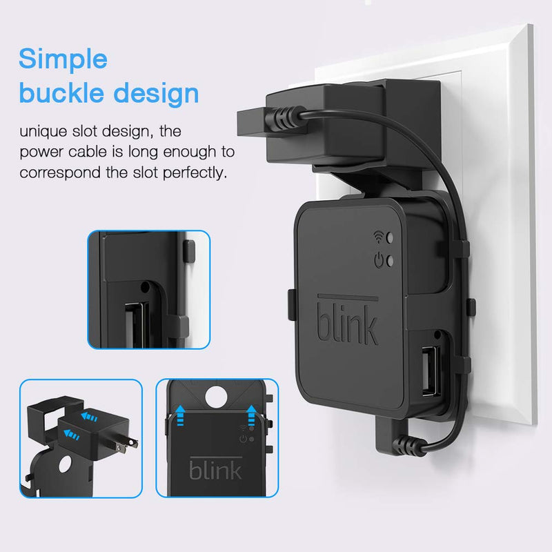 HOLACA Outlet Wall Mount Stand for Blink Sync Module,Bracket Holder for Blink Outdoor Blink Indoor Blink XT2 Outdoor and Blink Mini Camera with Easy Mount and No Messy Wires or Screws (Black) 1-pack - LeoForward Australia