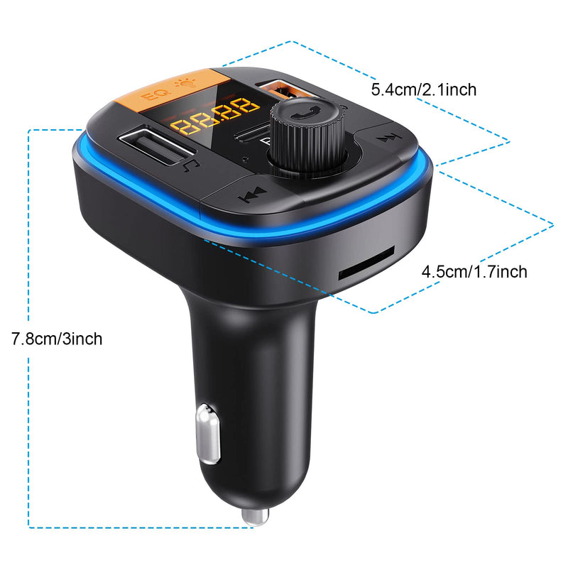  [AUSTRALIA] - Bluetooth FM Transmitter for Car - Tensun Bluetooth Car Adapter PD20W+QC3.0 Cigarette Lighter Bluetooth 5.0 Radio Receiver Music Player Car Charger Supports Hands-Free Call Siri Google Assistant