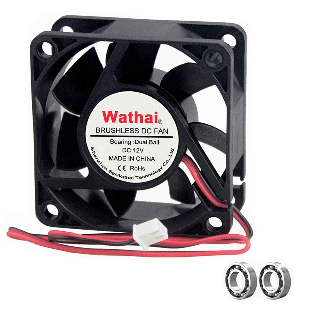  [AUSTRALIA] - Wathai 60mm x 60mm x 25mm 12V 2P Dual Ball DC Case Fan Brushless Cooling Fan 12V Ball