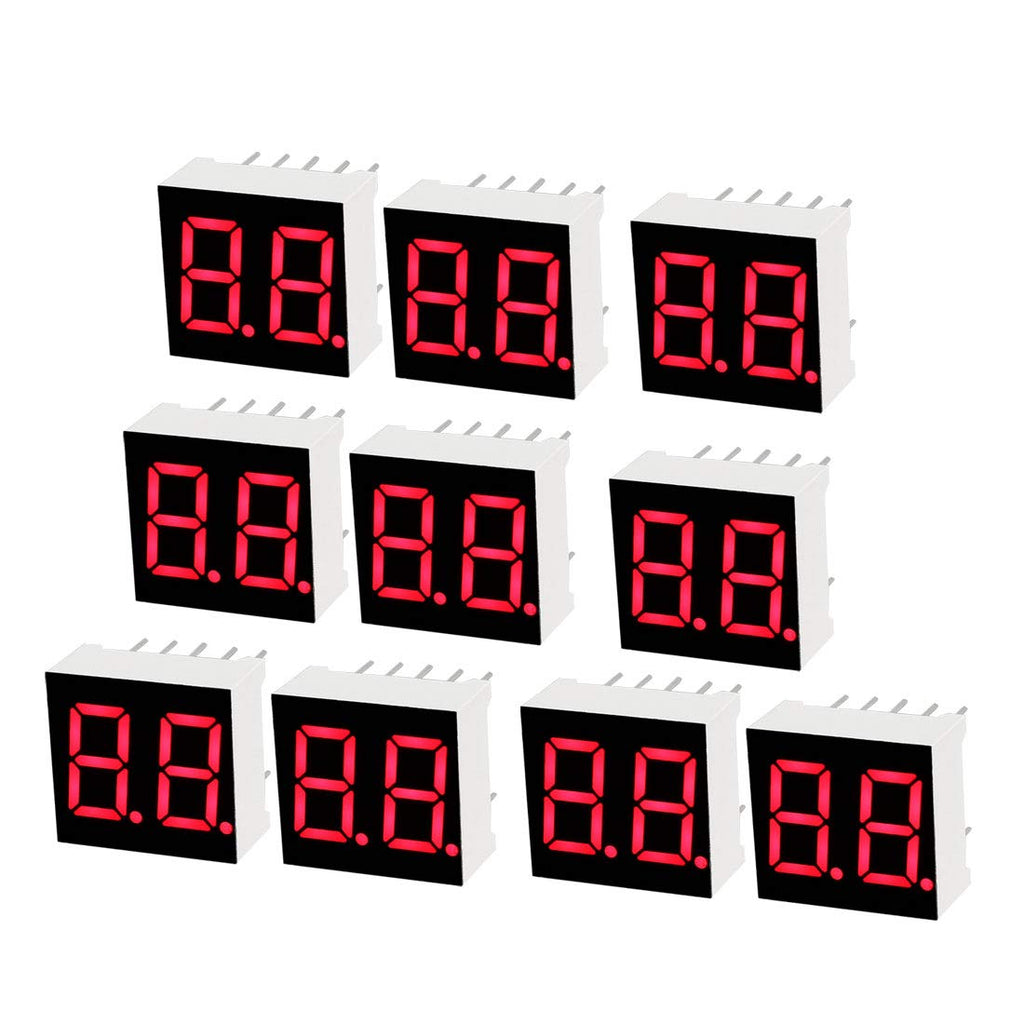  [AUSTRALIA] - uxcell Common Anode 10 Pin 2 Bit 7 Segment 0.59 x 0.55 x 0.28 Inch 0.35" Red LED Display Digital Tube 10pcs