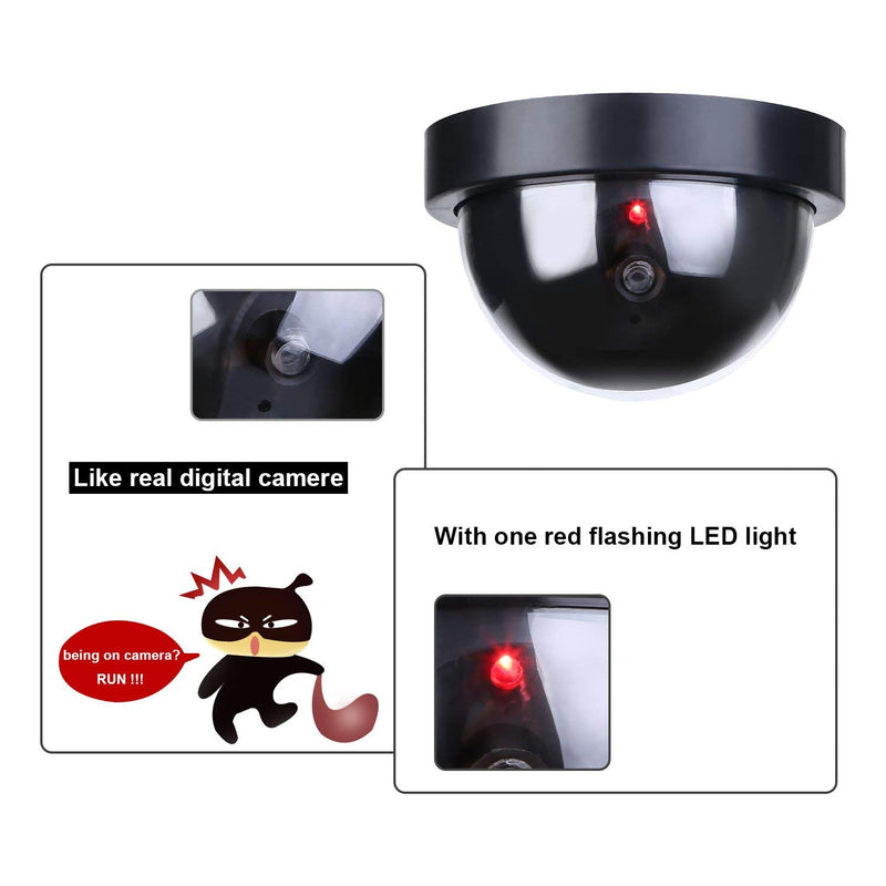 Fake Dummy Camera Security CCTV Dome Cameras with Flashing Red LED Light for Indoor Outdoor Homes Business, 4 Pack, Black Dome Cameras(4 Pack) - LeoForward Australia