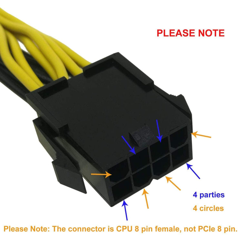  [AUSTRALIA] - CPU 8 Pin to Dual 8 Pin PCIe Adapter Power Cables, CPU 8 Pin Female to Dual PCIe 2X 8 Pin (6+2) Male Power Adapter Splitter Cable for Graphics Card (2Pack/21cm)
