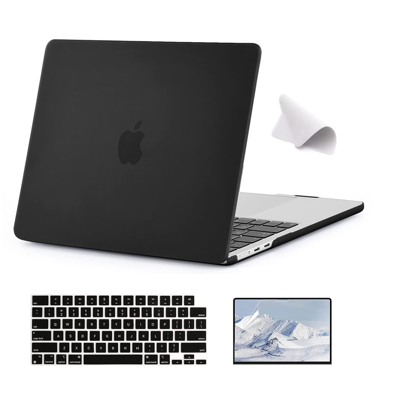  [AUSTRALIA] - EooCoo Compatible with New MacBook Air 13.6 inch Case 2022 A2681 M2 Chip with Retina Display，Plastic Hard Shell Case + Black Keyboard Skin Cover + Polishing Cloth + Screen Protector - Matte Black