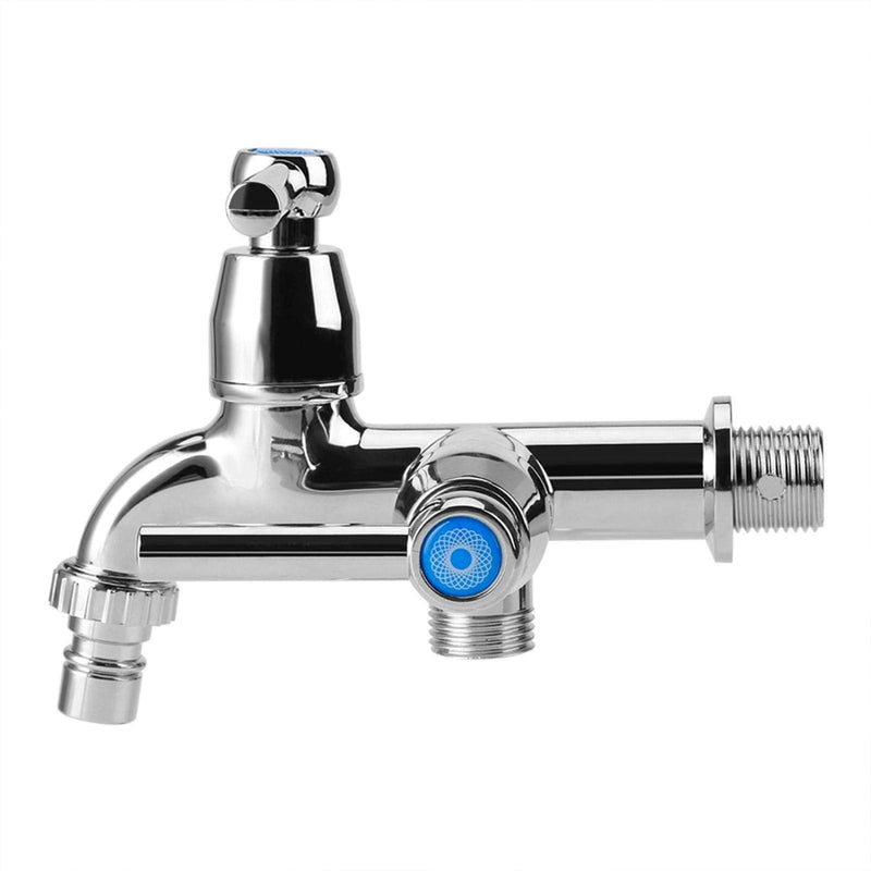  [AUSTRALIA] - Cilnvenie Faucet Washing Machine Faucet Sink Faucet with Double Spout & Handle G1/2 (Straight Handle)