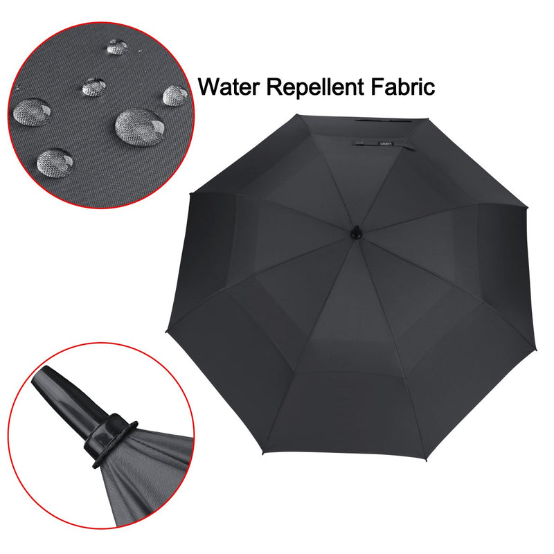 G4Free 54/62/68 Inch Automatic Open Golf Umbrella Extra Large Oversize Double Canopy Vented Windproof Waterproof Stick Umbrellas Black 54 inch - LeoForward Australia