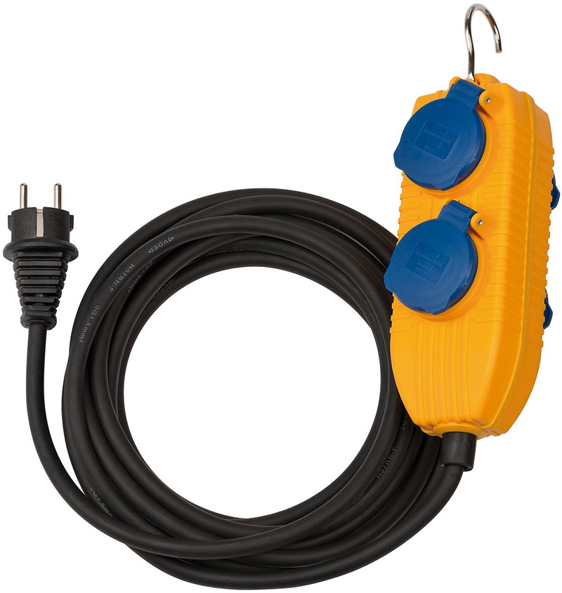  [AUSTRALIA] - Brennenstuhl construction site cable IP54 with power block (4-way extension for outside, outdoor distributor with 5m cable) single
