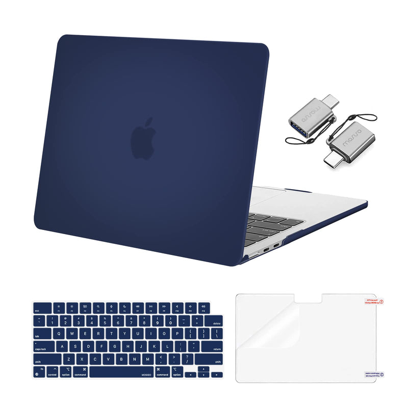  [AUSTRALIA] - MOSISO Compatible with MacBook Air 13.6 inch Case 2022 Release A2681 M2 Chip with Liquid Retina Display Touch ID, Plastic Hard Case&Keyboard Skin&Screen Protector&Type C Adapter 2 Pack, Navy Blue