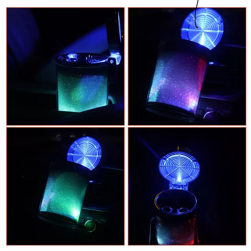  [AUSTRALIA] - Car Ashtray with Lid, Auto Ashtray with LED Light. Fits Cup Holder and Air Vent of Any Vehicle. Portable Ashtray with LED Light. Smokeless Ashtray with Lid. Smellproof Ashtray for My Car..