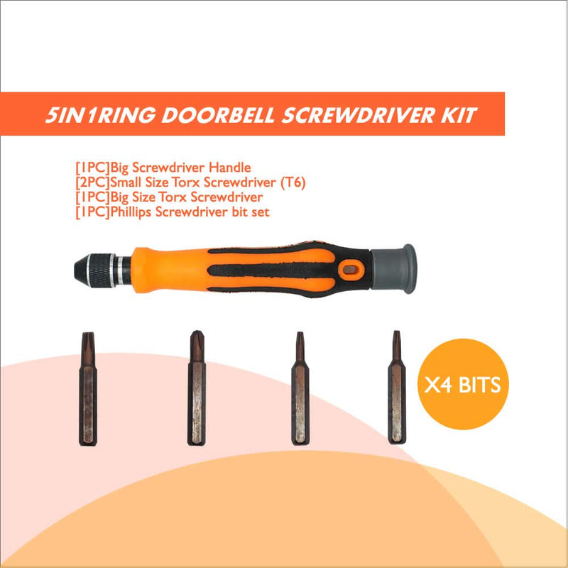  [AUSTRALIA] - Screwdriver for Ring Doorbell Replacement, TECKMAN 5 in 1 Ring Doorbell Screwdriver Bit Set for Battery Change and Fit for 1; 2; & Pro Version