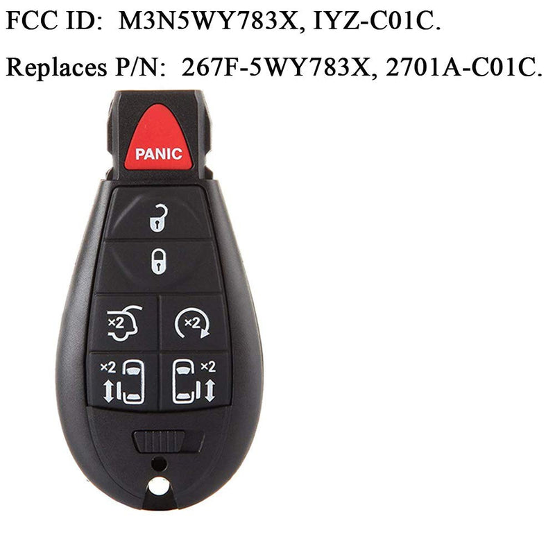  [AUSTRALIA] - Key Fob Compatible for 2008-2015 Chrysler Town and Country,2008-2014 Dodge Grand Caravan Keyless Entry Remote Replacement M3N5WY783X IYZ-C01C