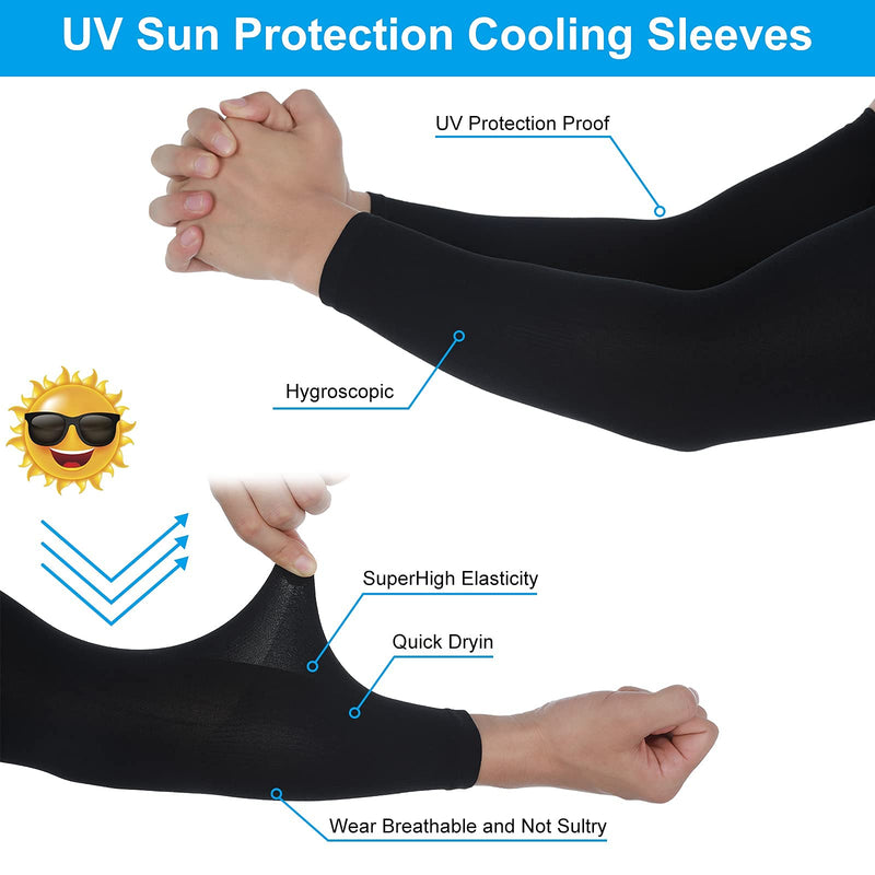  [AUSTRALIA] - 10/6Pairs Arm Sleeves for Men UV Protection Sleeves Compression Sleeves for Women 10pair Black