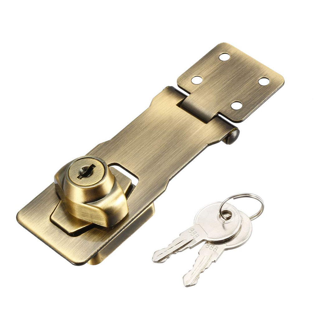  [AUSTRALIA] - uxcell Keyed Hasp Lock 135mm Twist Knob Keyed Locking Hasp for Door Cabinet Keyed Alike Bronze Tone