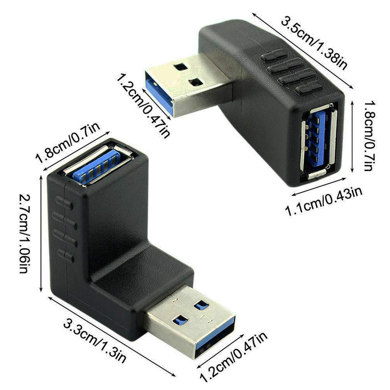  [AUSTRALIA] - 4PCS USB 3.0 Adapter Couplers 90 Degree Male to Female,USB Connector Extender Plug Coupler Extender - Including Left,Right,Up,Down Angle Adapter