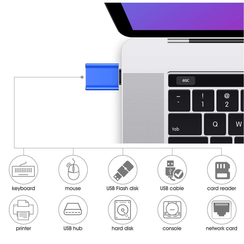  [AUSTRALIA] - USB C to USB Adapter [2-Pack], JXMOX Thunderbolt 3 to USB 3.0 OTG Adapter Compatible MacBook Pro,Chromebook,Pixelbook,Microsoft Surface Go,Galaxy S8 S9 S10 S20 Plus,Note 8 9,Pixel 2 3(Blue) Blue